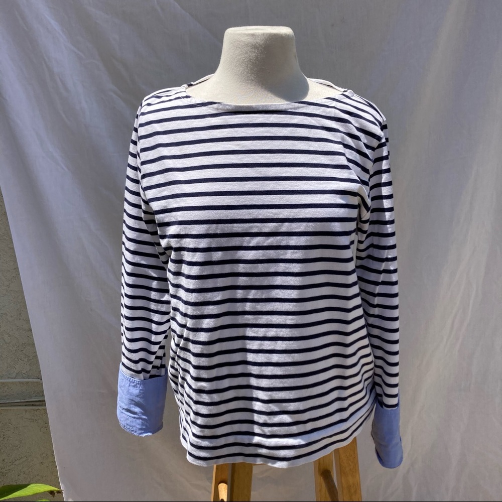 J.Crew Blue Striped Shirt with Cuffs Long Sleeve